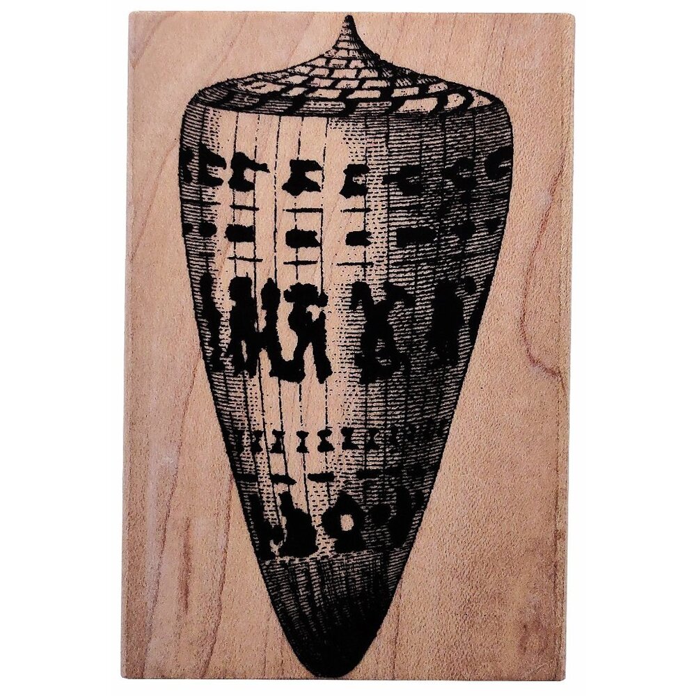 Vintage 1999 Stamp It Rubber Stamp #F74 Shell/Dancing Wood Mounted